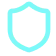 Illustration of a black shield icon outlined in cyan on a white background.