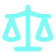 Icon of balanced scales in light blue on a dark background, symbolizing justice.