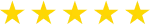 Five yellow stars arranged in a horizontal row on a white background.